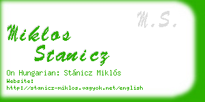 miklos stanicz business card